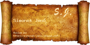 Simonek Jenő névjegykártya