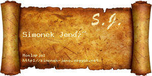 Simonek Jenő névjegykártya